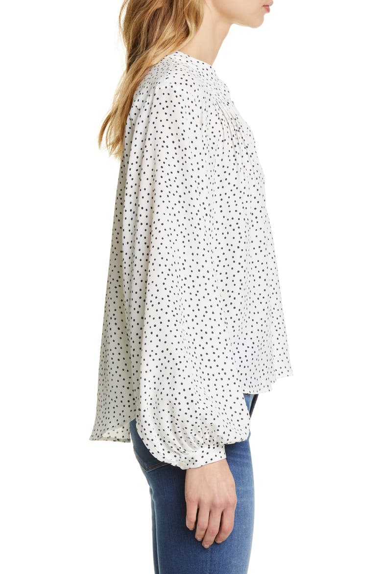 Polka Dot Pleated Silk Blouse (Nordstrom Exclusive), Alternate, color, OFF WHITE MULTI