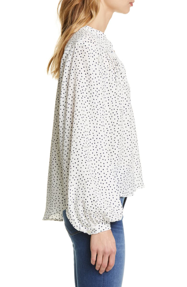 FRAME Polka Dot Pleated Silk Blouse, Alternate, color,