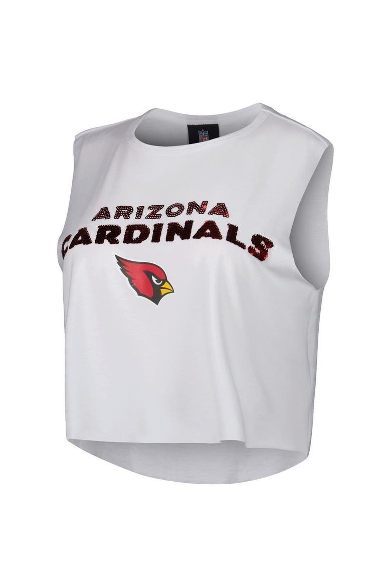Women's Cuce White Arizona Cardinals Sequin Cropped Tank Top, Alternate, color, White