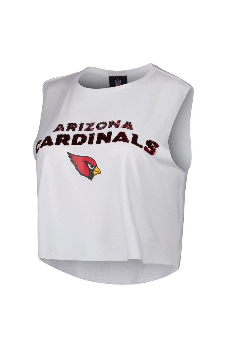 CUCE Women's Cuce White Arizona Cardinals Sequin Cropped Tank Top, Alternate, color,