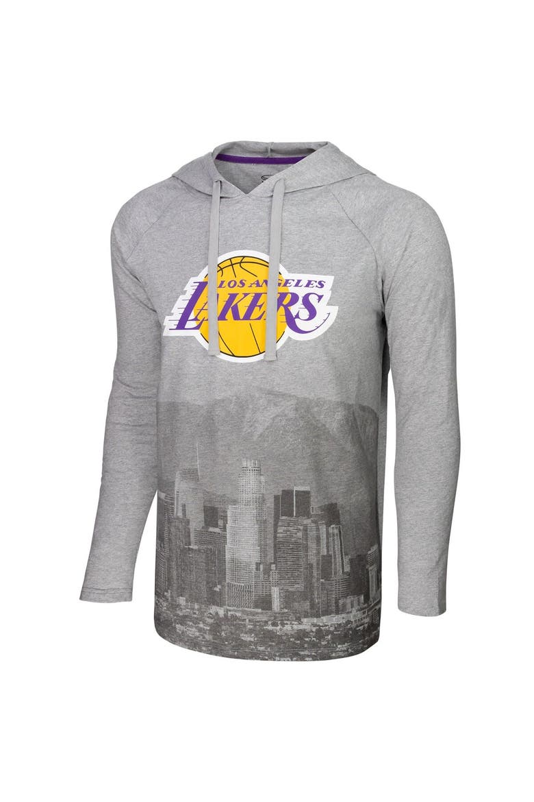 Men's Stadium Essentials Heather Gray Los Angeles Lakers Atrium Raglan Long Sleeve Hoodie T-Shirt, Alternate, color, Heather Gray