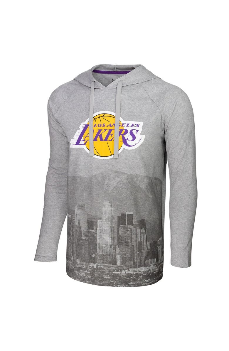 Stadium Essentials Men's Stadium Essentials Heather Gray Los Angeles Lakers Atrium Raglan Long Sleeve Hoodie T-Shirt, Alternate, color, Heather Gray