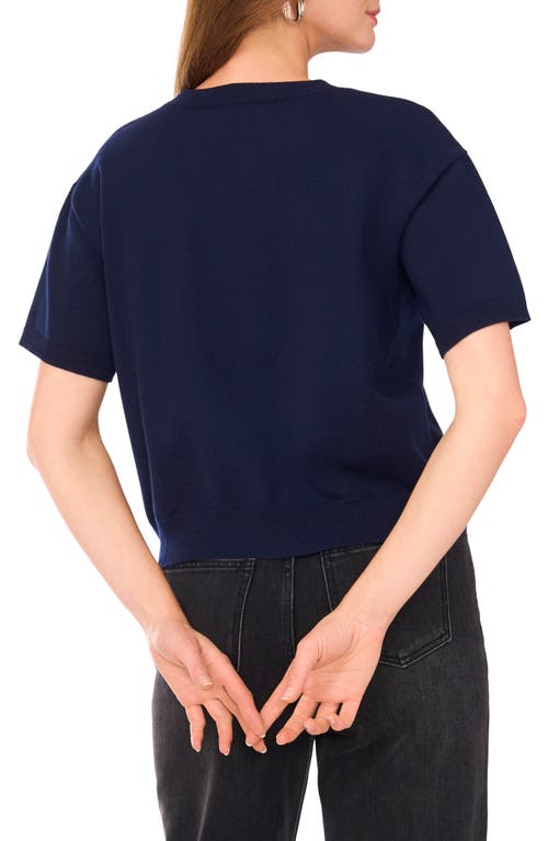 1.state Crewneck Short Sleeve Sweater In Blue