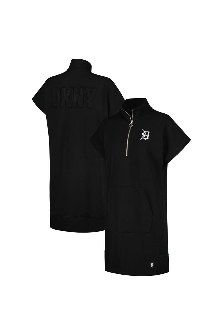 Women's DKNY Sport Black Detroit Tigers Emily Quarter-Zip Sneaker Dress, Alternate, color, Black