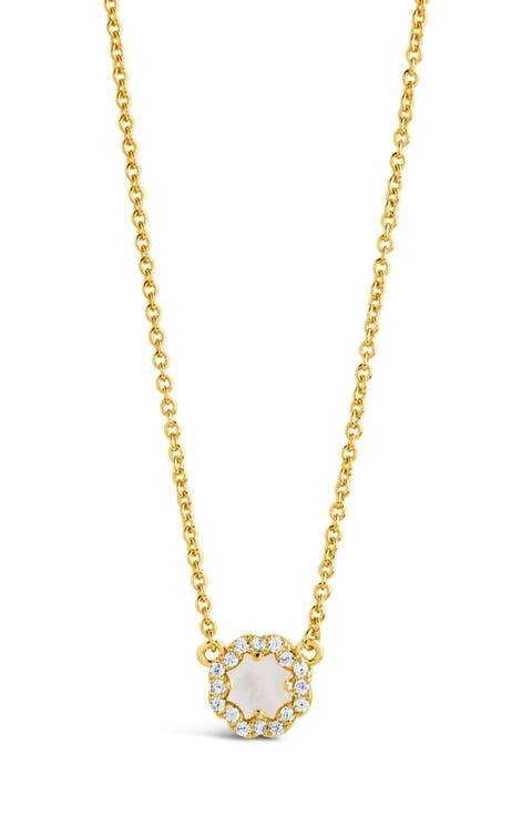 Bezel Cubic Zirconia Rose Petal Pendant Necklace