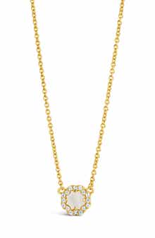 Sterling Forever Bezel Cubic Zirconia Rose Petal Pendant Necklace