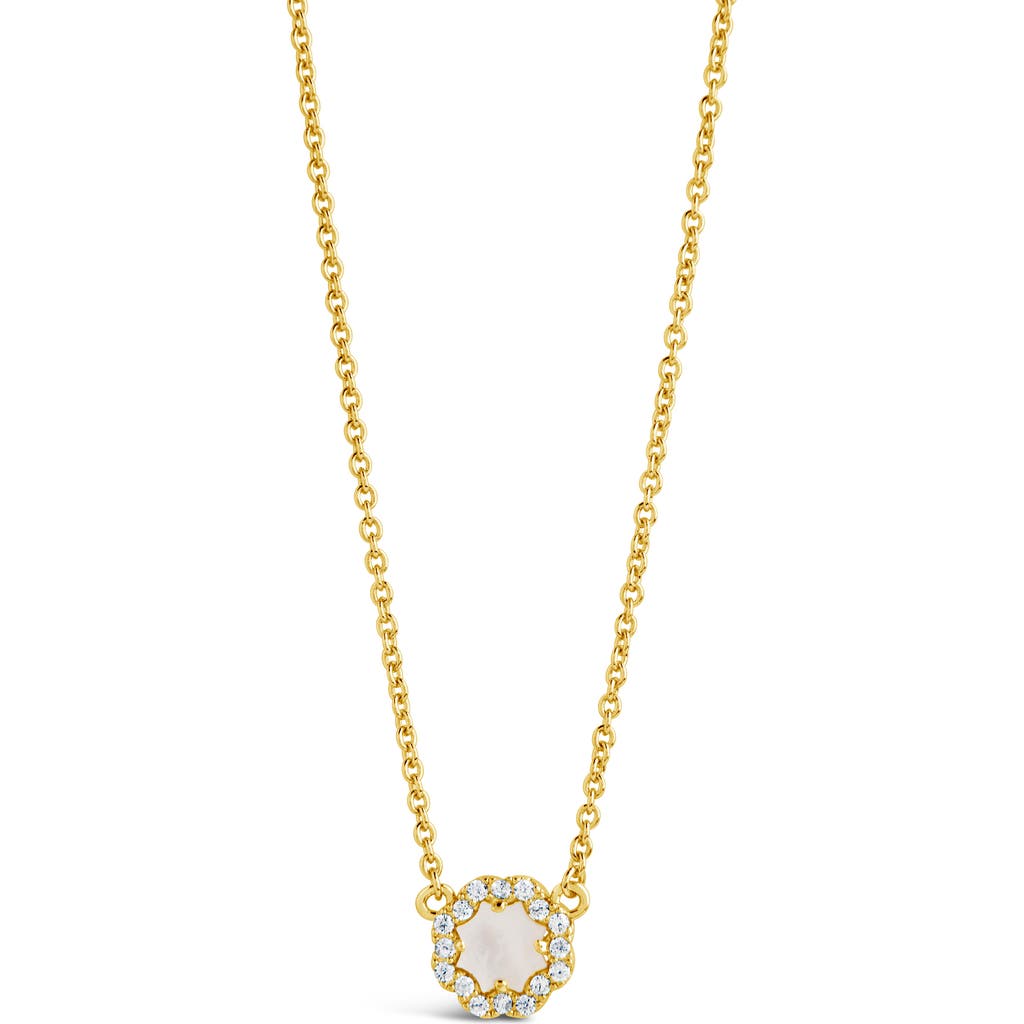 Sterling Forever Bezel Cubic Zirconia Rose Petal Pendant Necklace In Gold