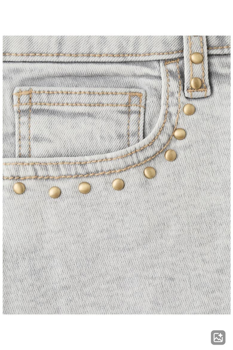 Studded Cutoff Denim Shorts, Alternate, color, DENIM GREY