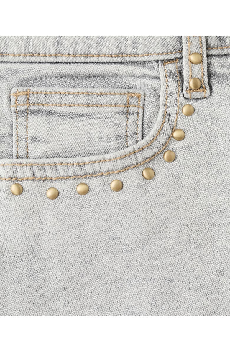MANGO TEEN Studded Cutoff Denim Shorts, Alternate, color, Denim Grey