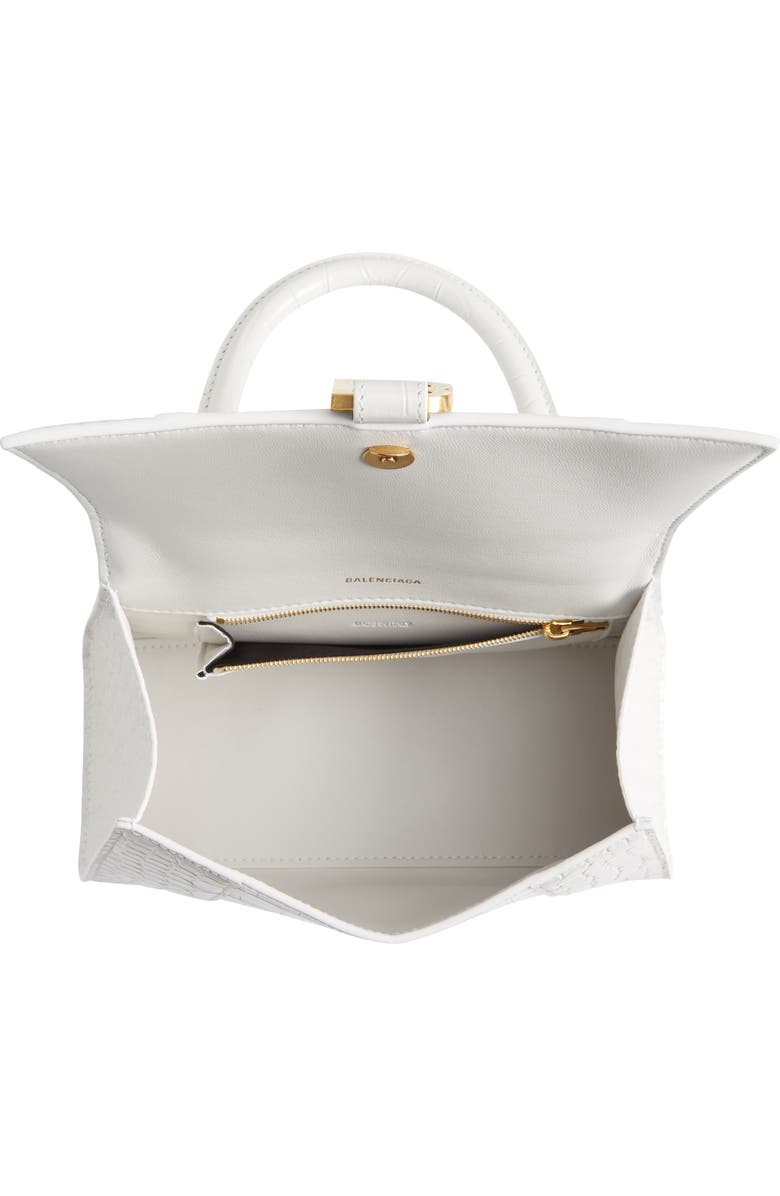 Balenciaga Hourglass Croc Embossed Leather Top Handle Bag, Alternate, color,