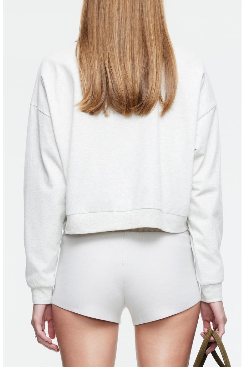 Housewife Half Snap Placket Crop Sweater, Alternate, color, HEATHER GREY