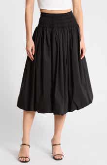 Smocked Waist Bubble Hem Pull-On Skirt