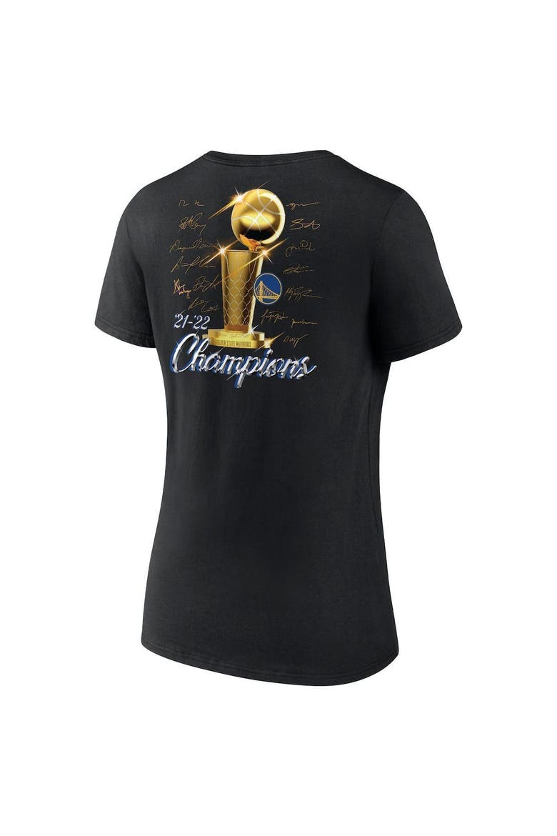 Women's Fanatics Branded Black Golden State Warriors 2022 NBA Finals Champions Forward Roster Signature V-Neck T-Shirt, Alternate, color, Black