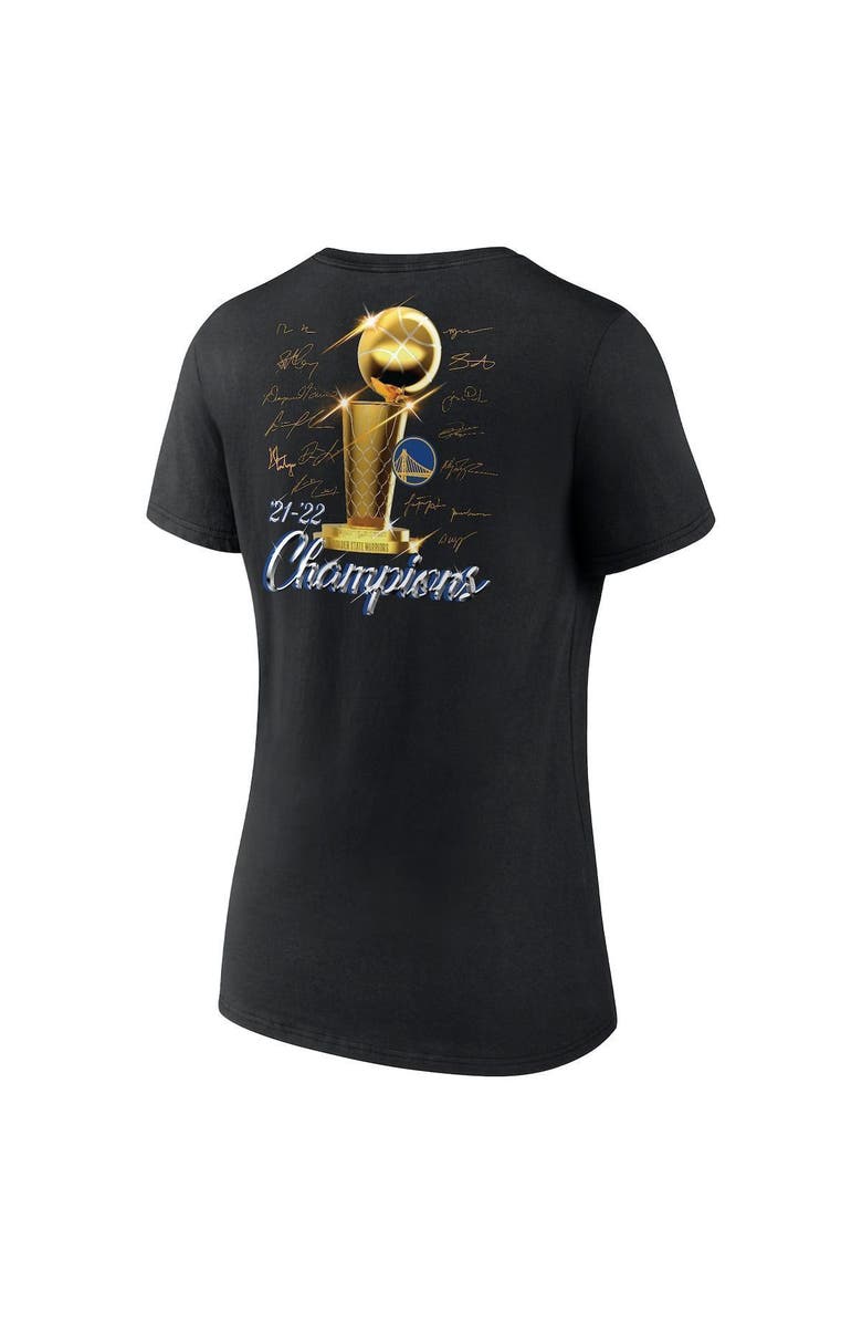 FANATICS Women's Fanatics Branded Black Golden State Warriors 2022 NBA Finals Champions Forward Roster Signature V-Neck T-Shirt, Alternate, color, 