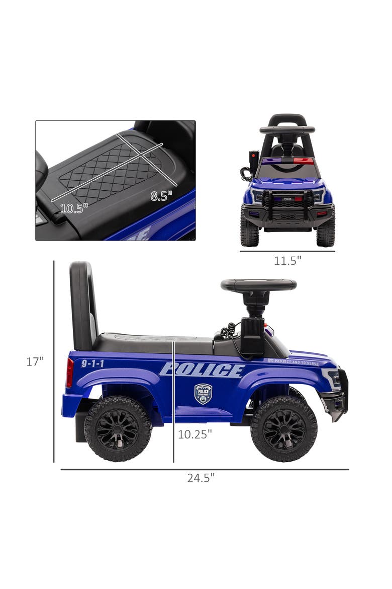 Kids Police Car Ride-on with Megaphone, Storage, Alternate, color, Blue