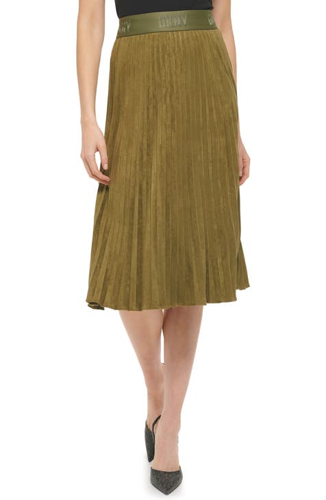 Faux Suede Pleated Skirt