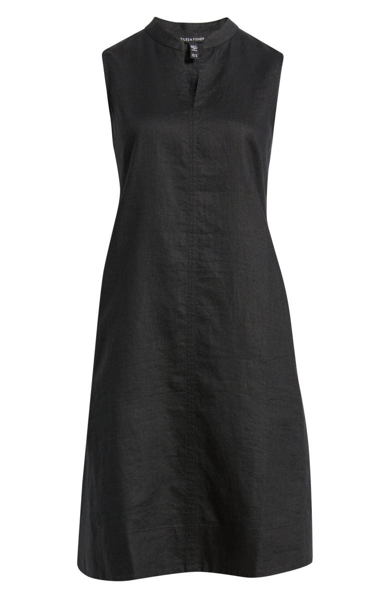 Eileen Fisher Split Collar Organic Linen A-Line Dress, Alternate, color, 