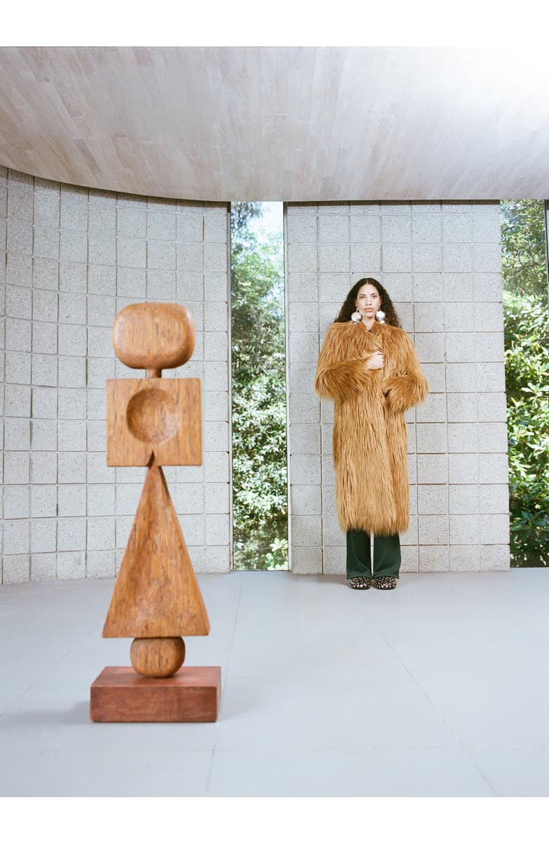 SIMONMILLER COATS Lett Shaggy Faux Fur Coat in Wheat, Alternate, color,