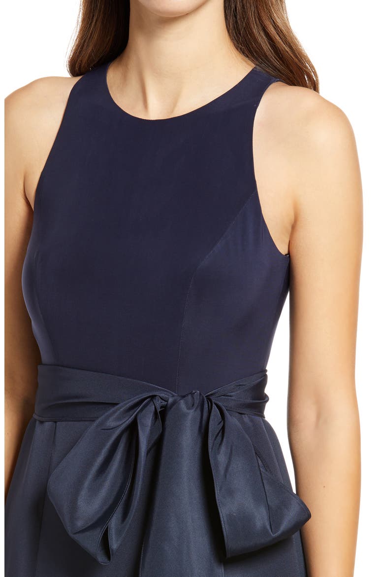 Jersey Bodice Mikado Trumpet Gown, Alternate, color, MIDNIGHT