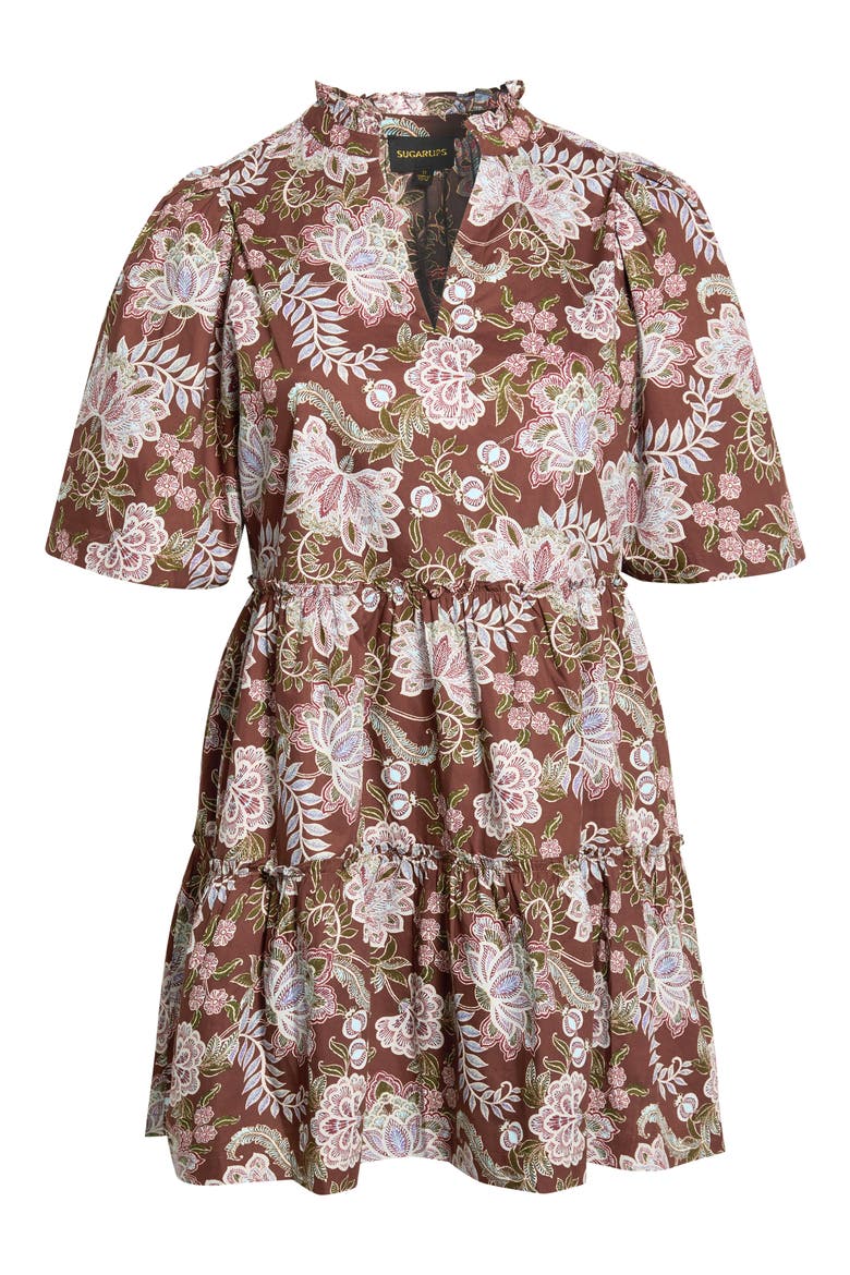 Dixie Split Neck Shift Dress, Alternate, color, BROWN-FLORAL