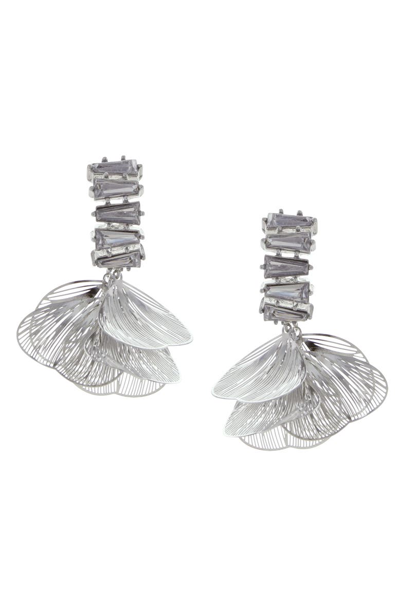 Venezia Drop Earrings, Main, color, SILVER / CLEAR
