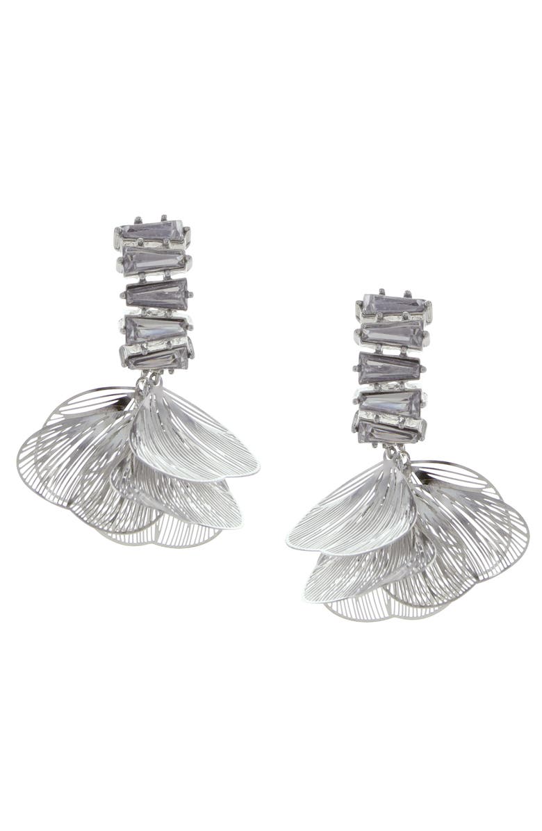 OLIVIA WELLES Venezia Drop Earrings, Main, color, Silver / Clear