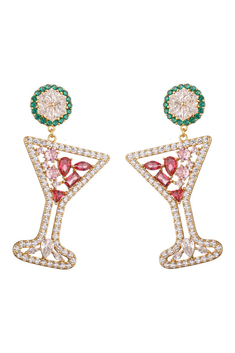 Martini Cubic Zirconia Drop Earrings, Main, color, GOLD