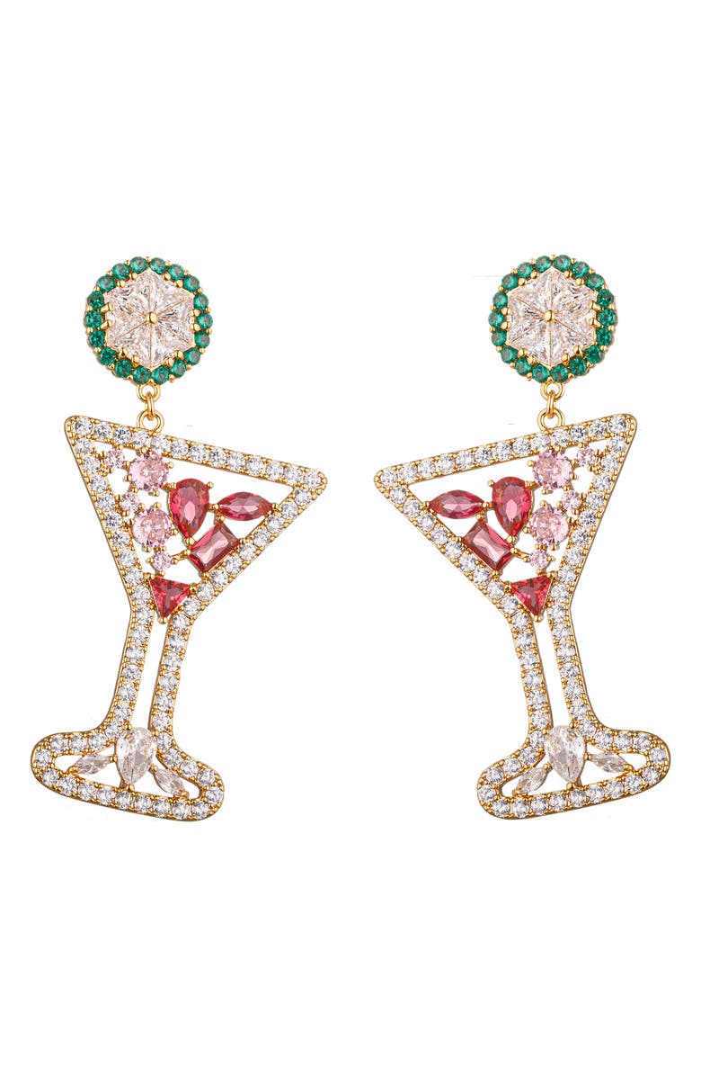 EYE CANDY LOS ANGELES Martini Cubic Zirconia Drop Earrings, Main, color, 