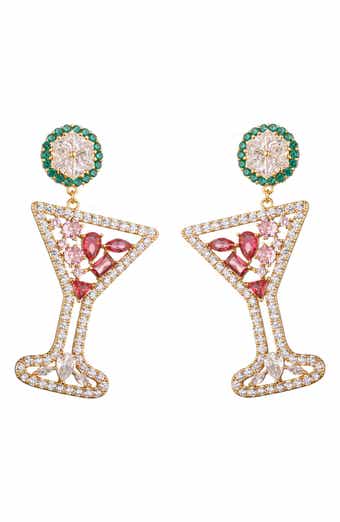 Martini Cubic Zirconia Drop Earrings