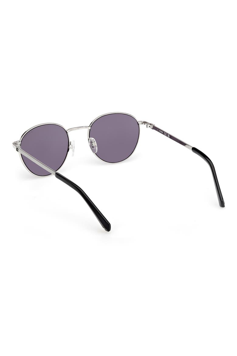 Round Sunglasses, Alternate, color, SHINY LIGHT NICKELTIN / VIOLET