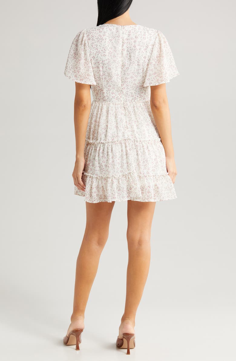All in Favor Floral Print Tiered Minidress, Alternate, color,