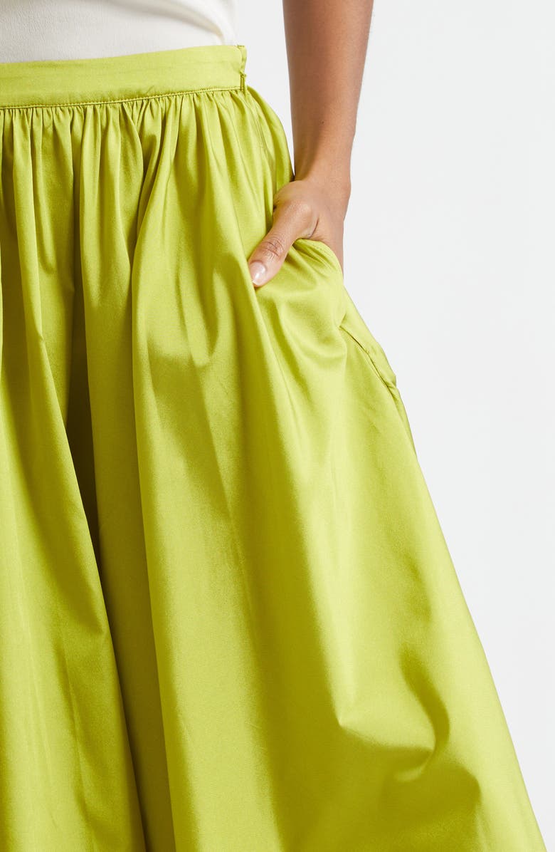 MILLE Ayla Pleated Midi Skirt, Alternate, color, Chartreuse Taffeta
