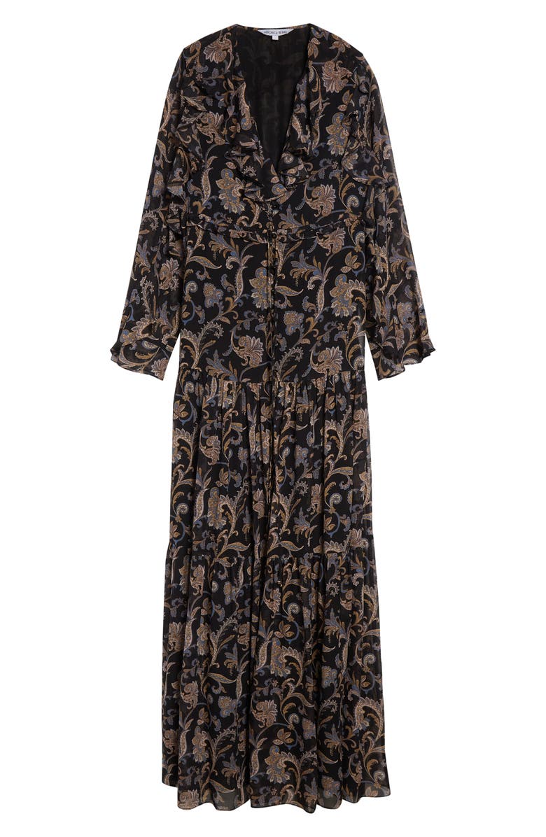 Veronica Beard Akara Long Sleeve Floral Paisley Silk Maxi Dress, Alternate, color, Black Multi