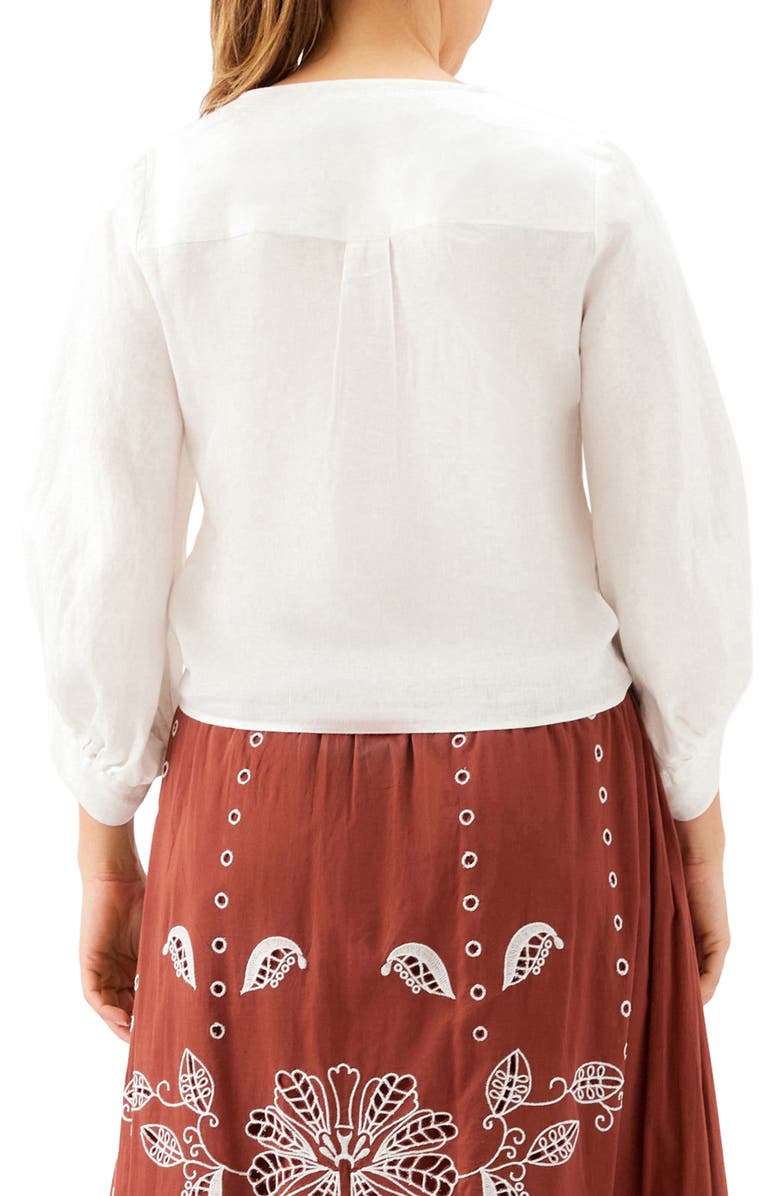 Karen Kane Tie Front Linen Top, Alternate, color, Off White
