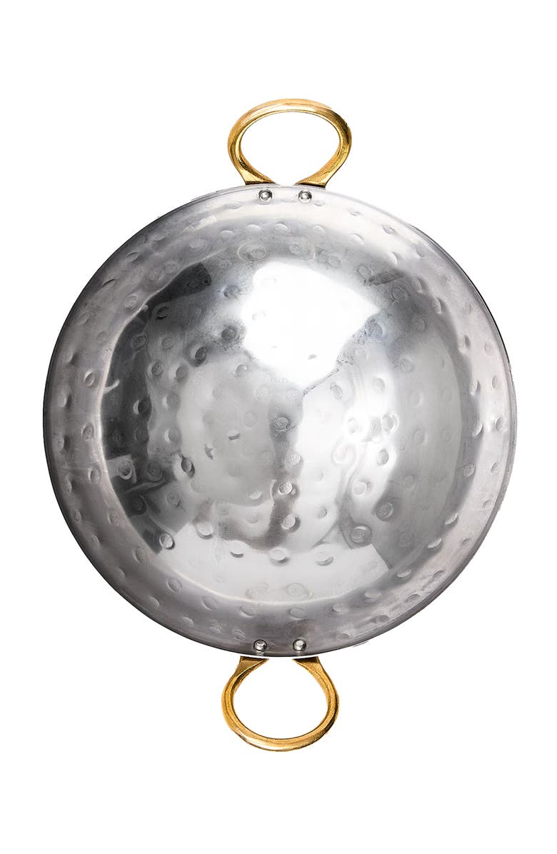 Verve Culture Kadai Rolled Steel Wok with Brass Handle 12", Alternate, color,