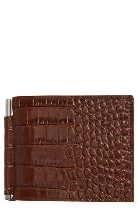 Croc Embossed Leather Bifold Wallet