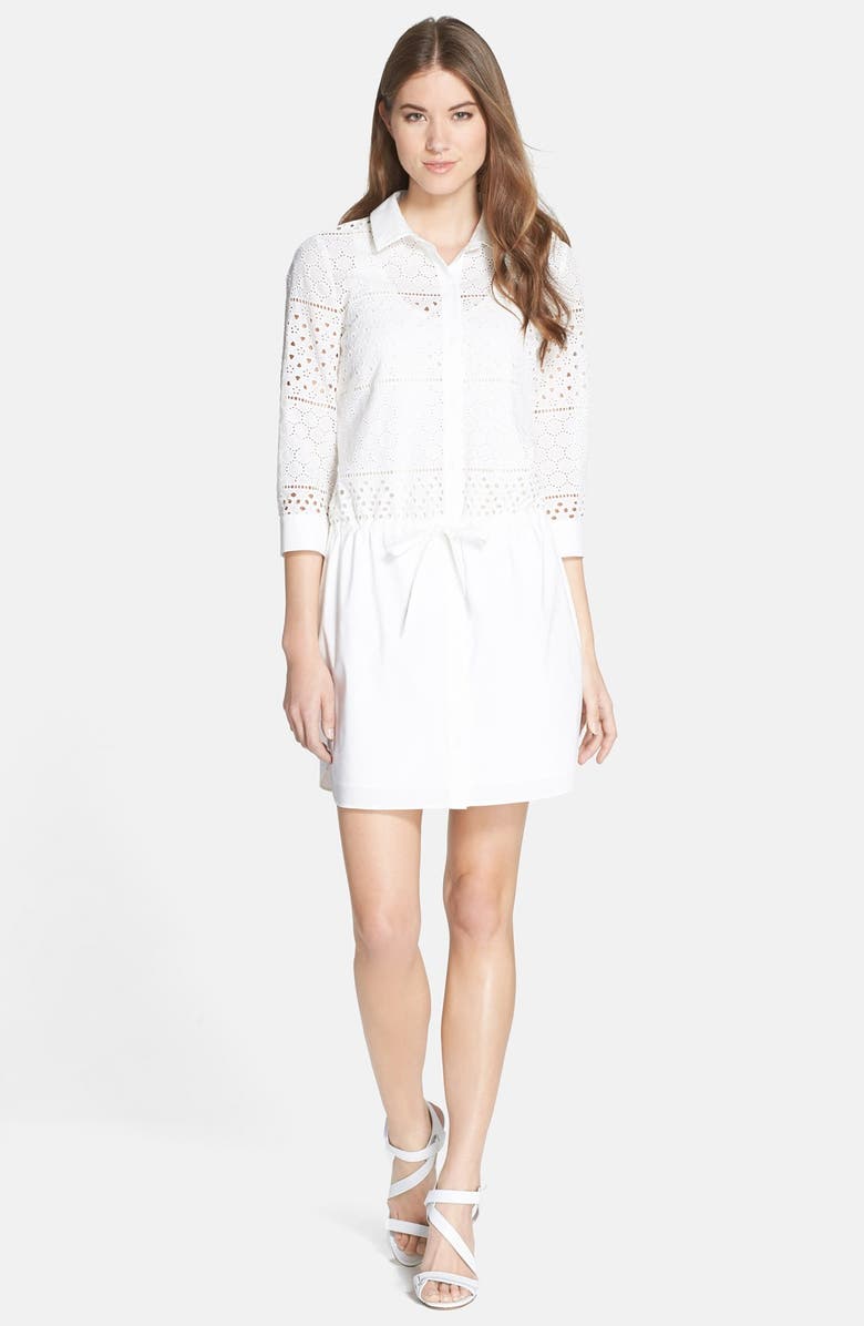 CeCe by Cynthia Steffe 'Dee' Eyelet Cotton Shirtdress, Alternate, color, 