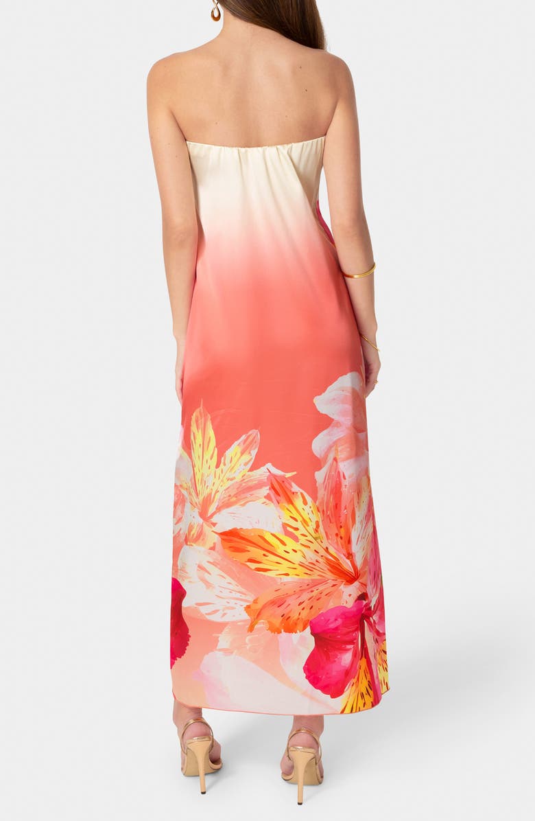 bebe Strapless Satin Maxi Dress, Alternate, color, Pink Floral