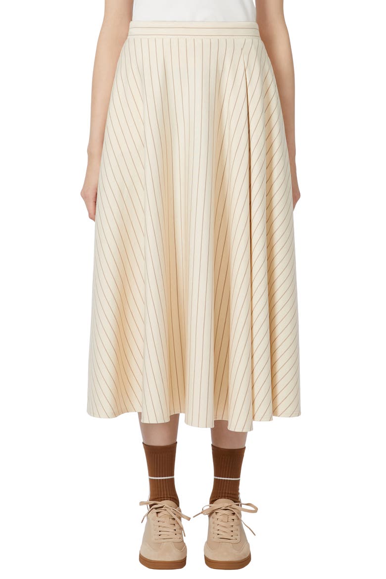 Pelota Stripe Jersey Midi Skirt, Main, color, IVORY