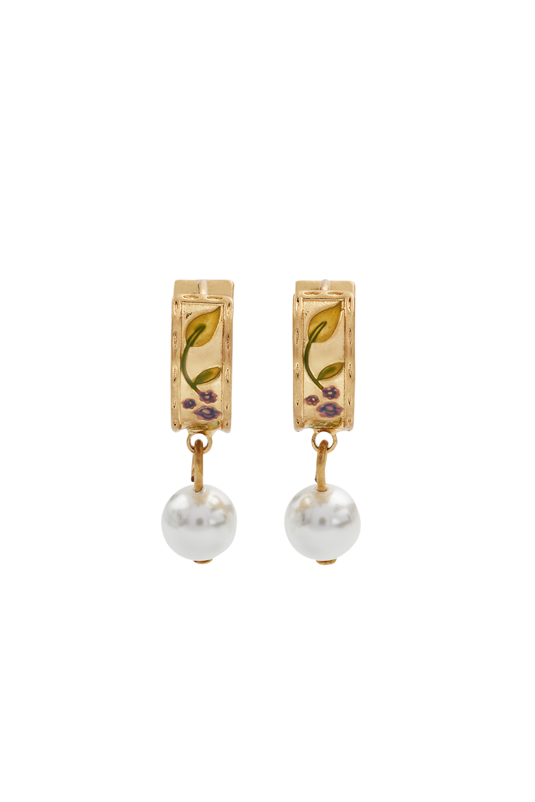 Blackberry Bramble Pearl Drop Gold Huggie Earrings, Main, color, Gold