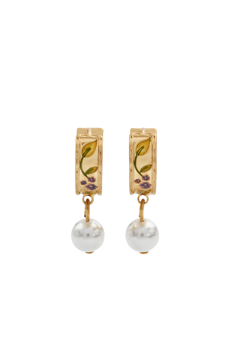 Fable England Blackberry Bramble Pearl Drop Gold Huggie Earrings, Main, color, Gold