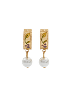 Fable England Blackberry Bramble Pearl Drop Gold Huggie Earrings