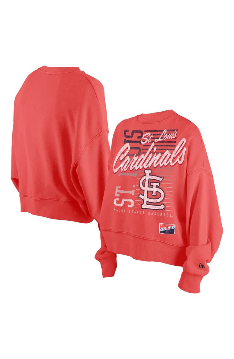 New Era Women
s New Era Red St. Louis Cardinals Boxy Mineral Wash Dolmen Sleeve Cropped Sweatshirt, Main, color, Red