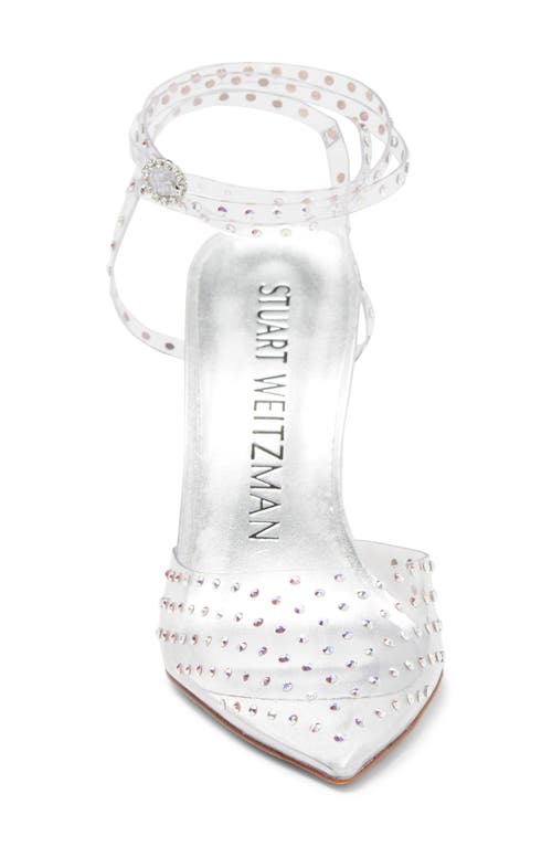 Stuart Weitzman , Glam Xcurve 100 Wrap Pump, Pumps, Silver, Pvc In Clear/silver/clear