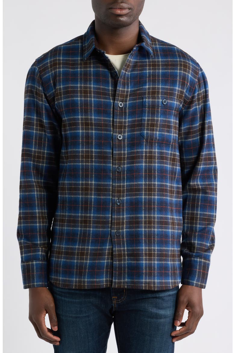 Fremont Flannel Button-Up Shirt, Alternate, color, NAVY MULTI PLAID