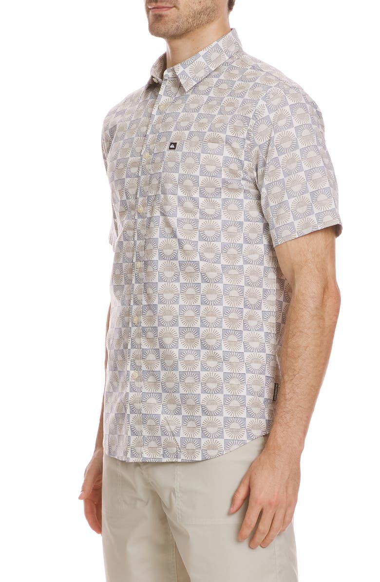 Quiksilver Florever Classic Short Sleeve Button-Up Shirt, Alternate, color, Silver Birch
