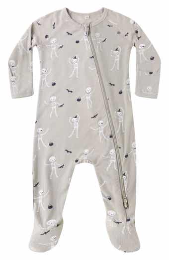 Skeleton Print Stretch Viscose Zip Footie
