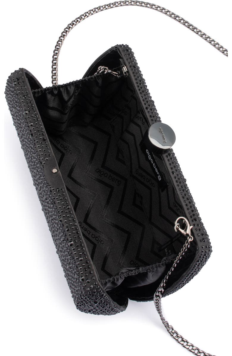 Olga Berg Carolina Crystal Frame Clutch, Alternate, color, Black