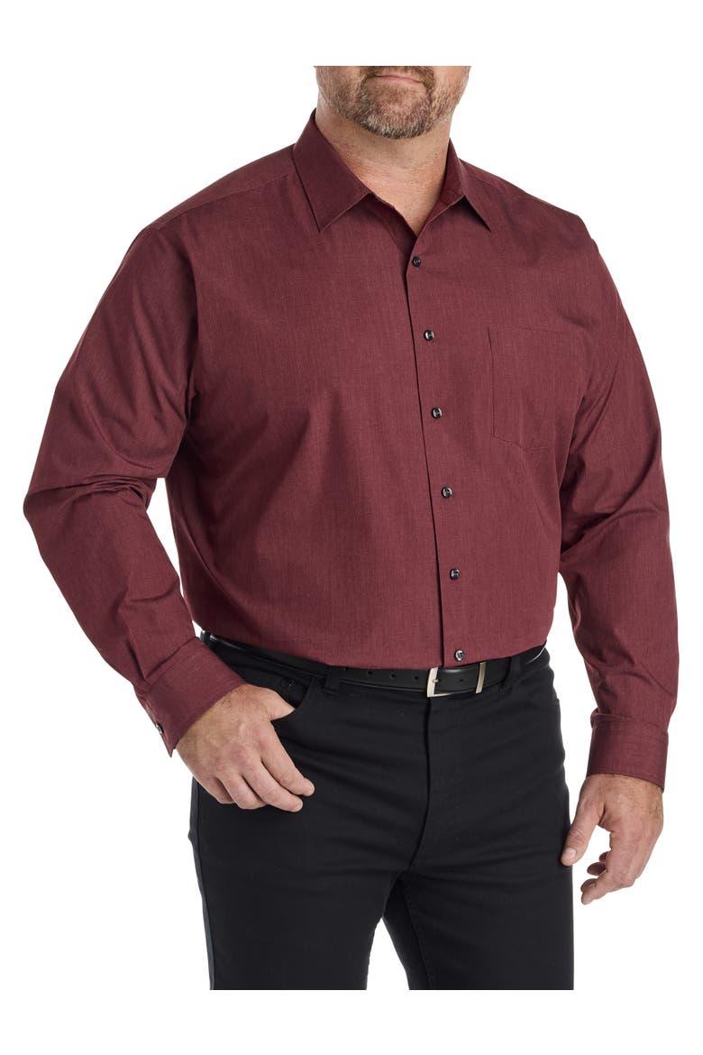 Big & Tall Performance Heather Dress Shirt, Alternate, color, RUM RAISIN HEATHER