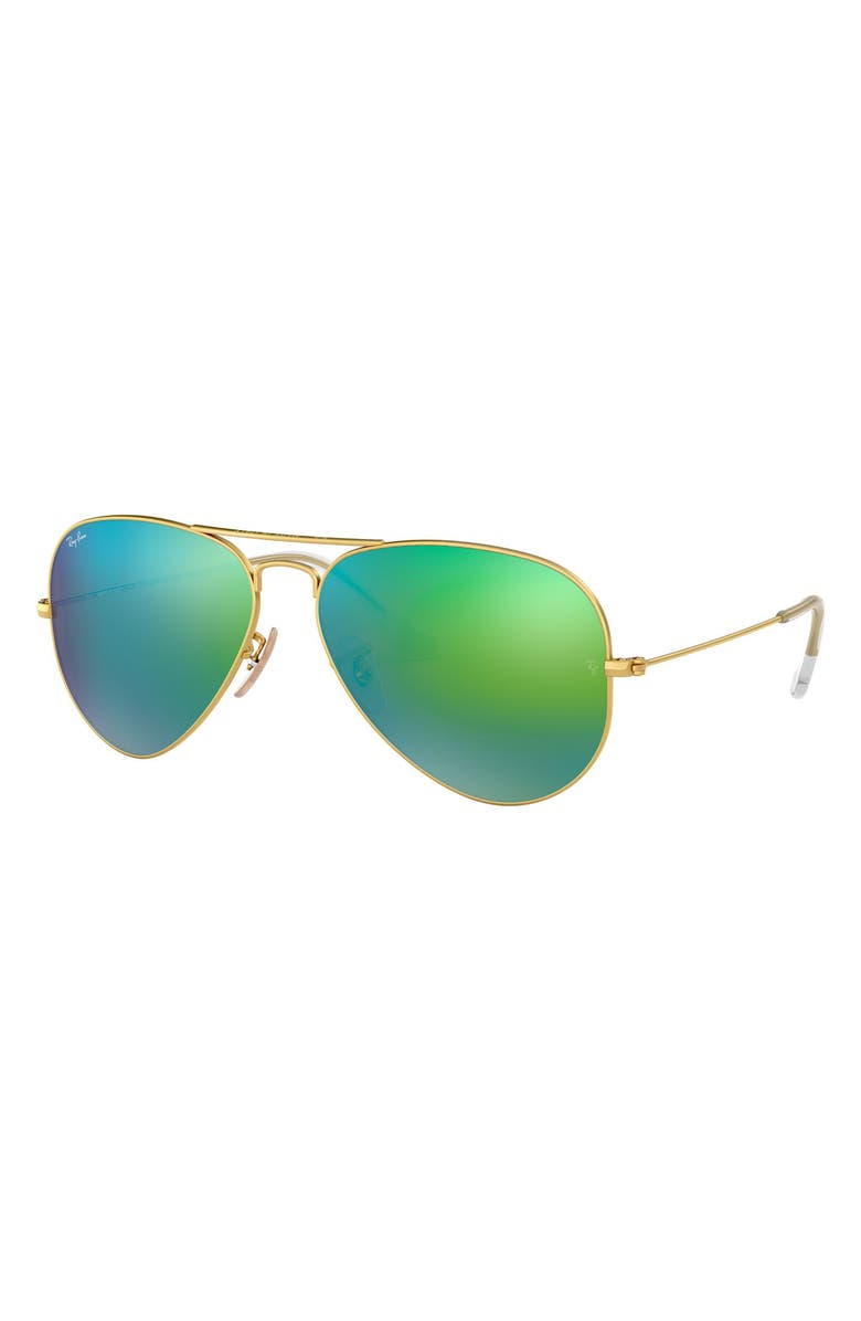 Ray-Ban Large Icons 62mm Aviator Sunglasses, Alternate, color, Green Mirror/ Gold